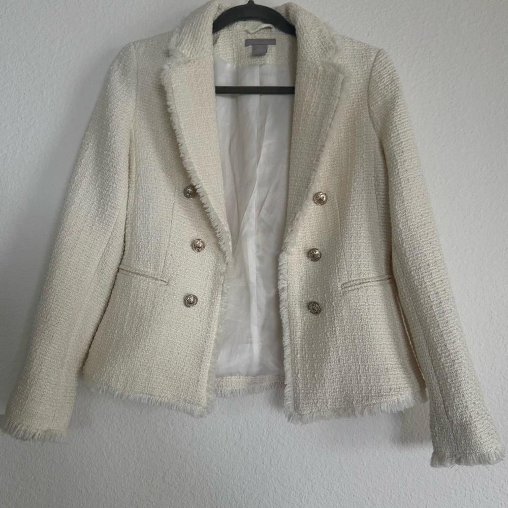 Cream Textured Jacket H&M New Without Tags Size XS - Picture 16 of 16